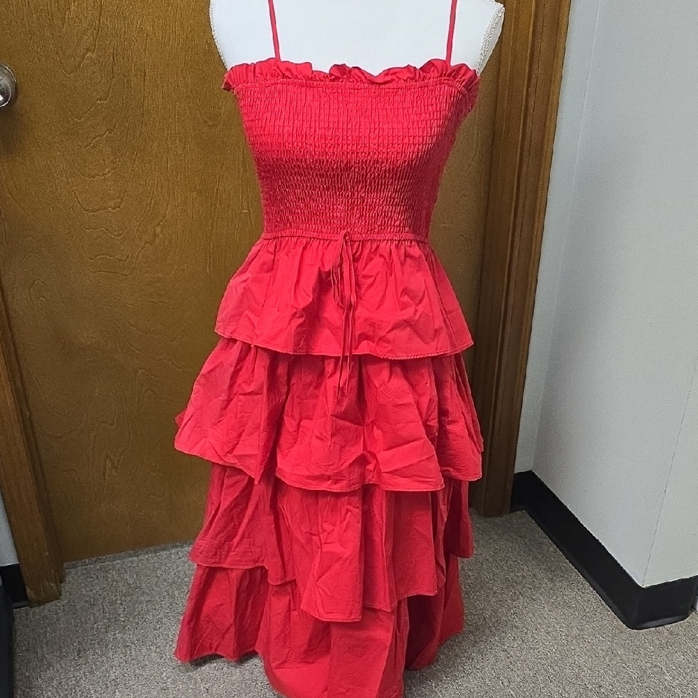 Mittoshop Vibrant Red Tiered Dress